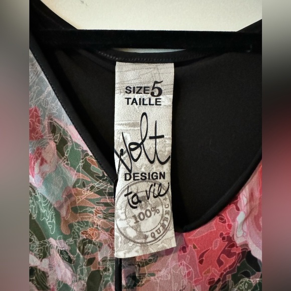NEW Volt Design Overlay Tunic Dress Floral Paso Chiffon Size 5 (12/14 US) NWT - Picture 5 of 7
